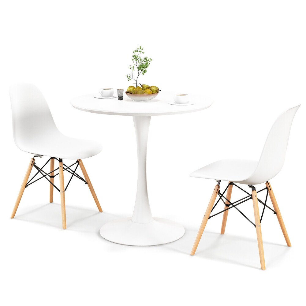 Gymax 3 Piece Dining Kitchen Set Modern Round DiningTable Chairs Set