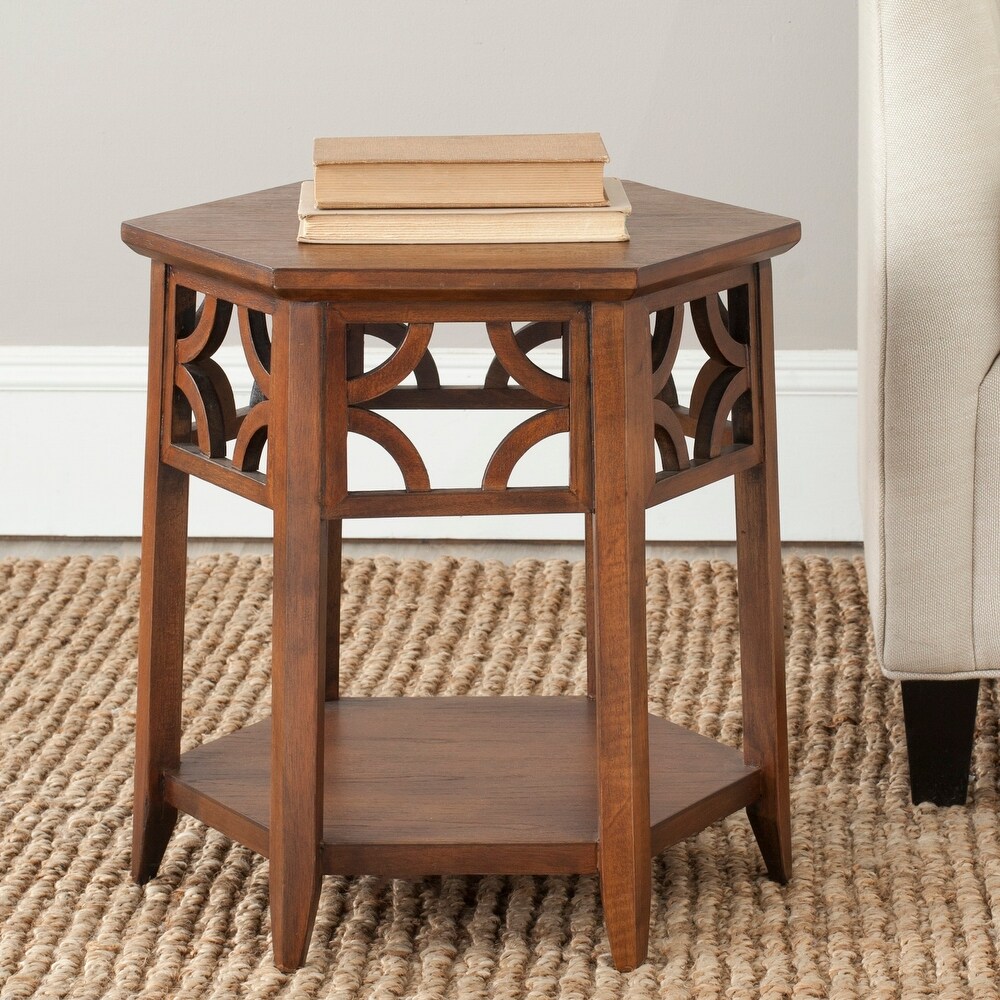 SAFAVIEH Bali Resorts Brown Hexagon End Table   18.1\