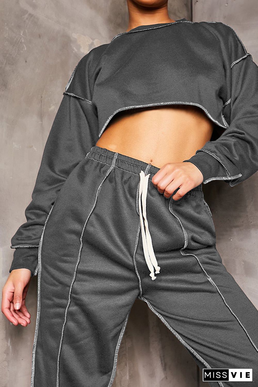 Long Sleeve Crop Tops & Pants Sports Set Wholesale