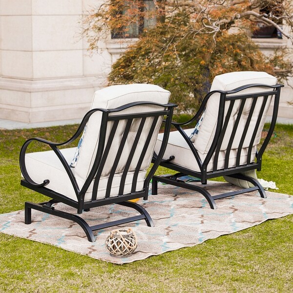 PATIO FESTIVAL 2Piece Outdoor Rocking Motion Chair Set with Cushions