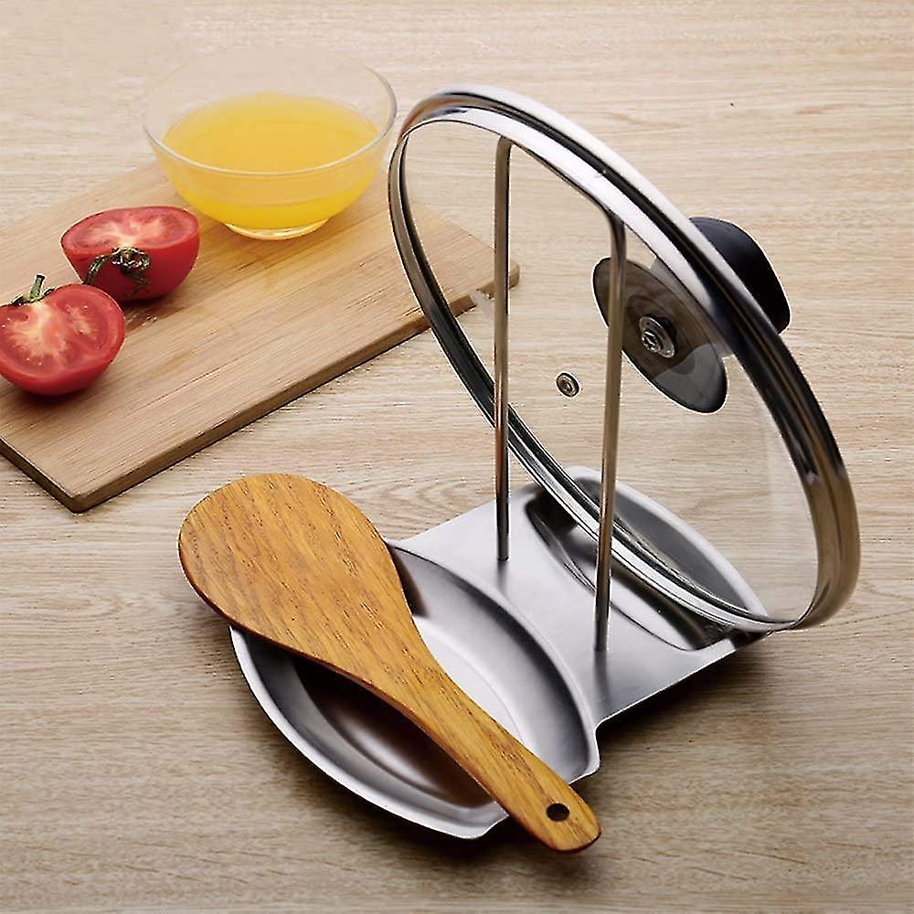 Spoon Rest And Pot Lid Holder， Stainless Steel Pan Cover Rack