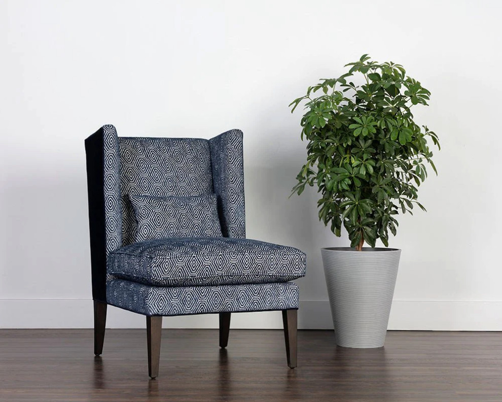 Nasser Lounge Chair  Fuego Navy/Abbington Navy   Transitional   Armchairs And Accent Chairs   by Peachtree Fine Furniture  Houzz