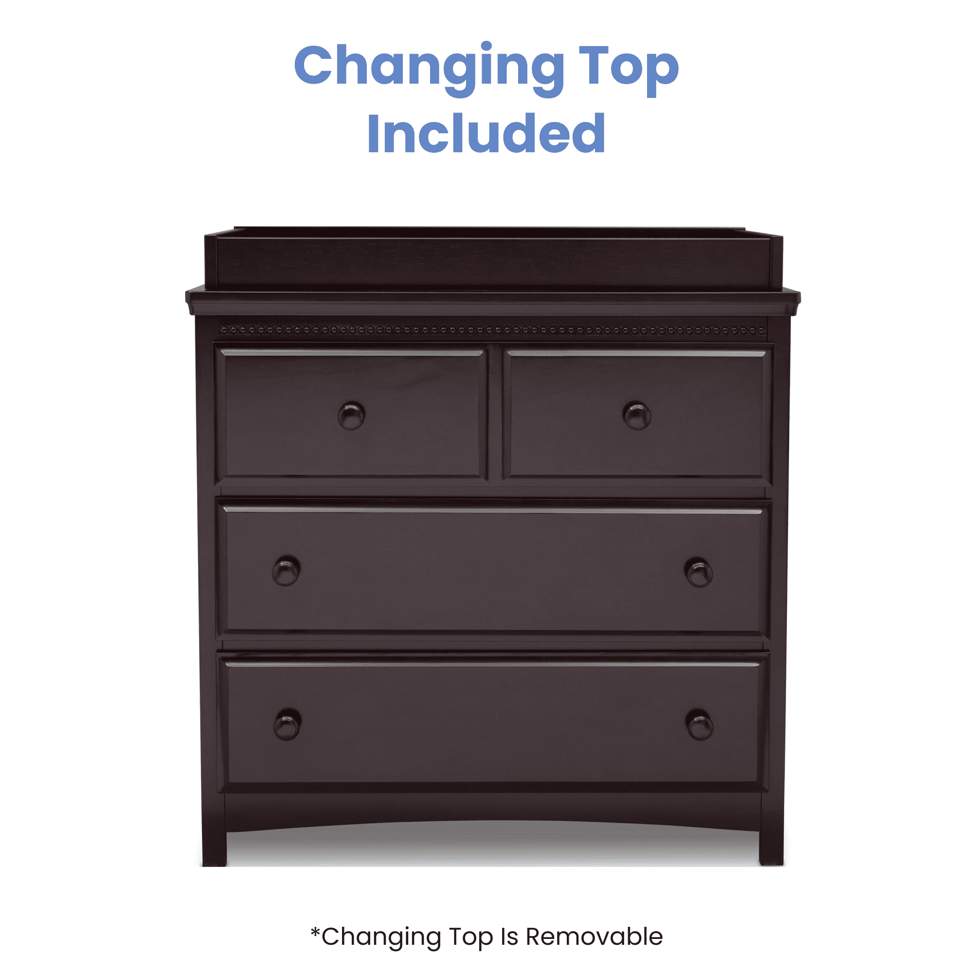 Delta Children Waverly 3 Drawer Dresser with Changing Top, Dark Chocolate