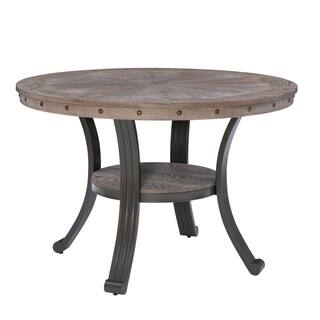 Powell Company Chasin 45L x 45D x 30H Pewter Round Dining Table HD1749DT21