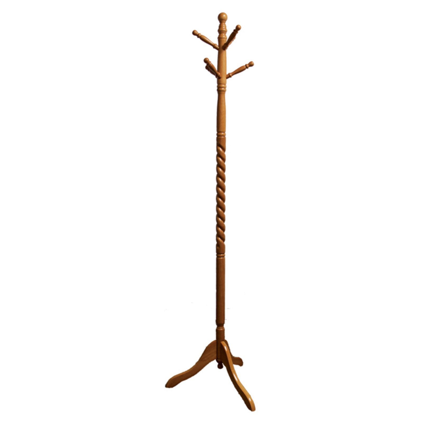 ORE International Twist Wood Coat Rack， Oak