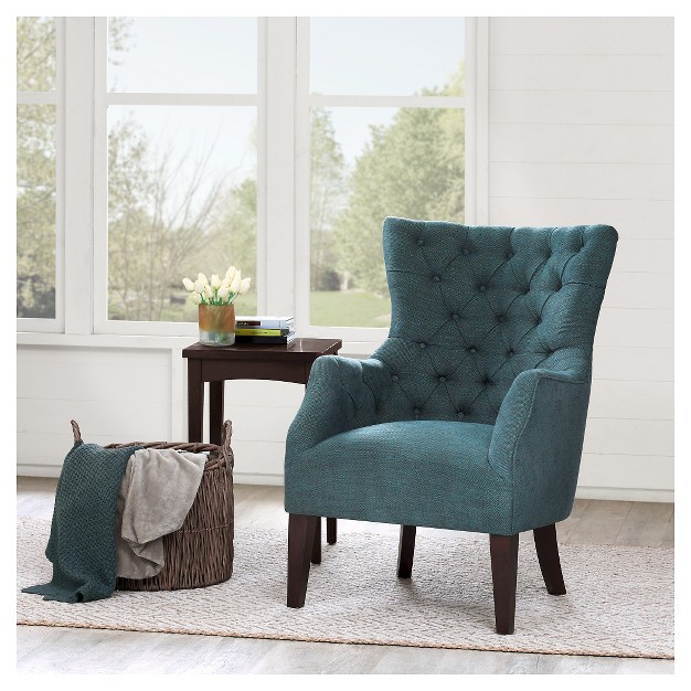 Lilith Button Tufted Wing Chair Teal