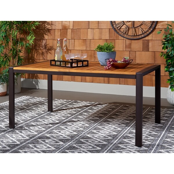 SAFAVIEH Outdoor Guthrie Solid Wood Rectangle Dining Table