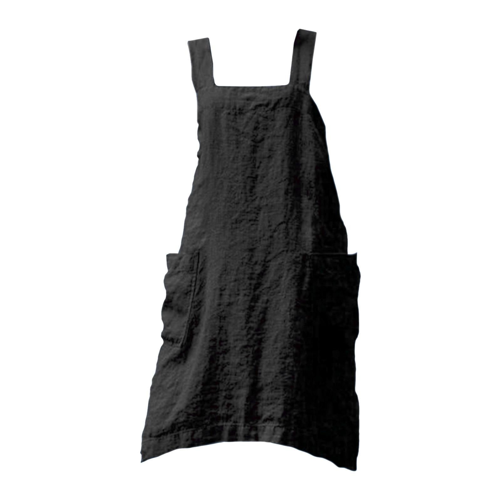 Linen Apron with Pockets Gardening Works Painting Pinny Gift Pinafore Dress with XL