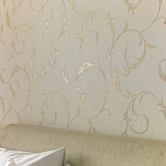 Athena Wallpaper in White Gold