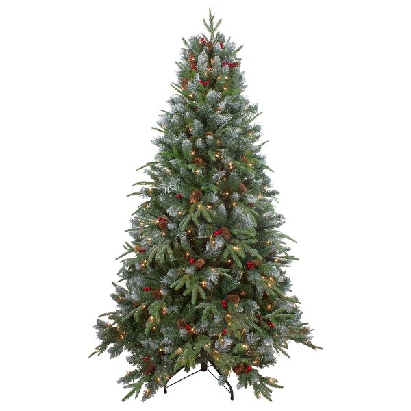 7ft PreLit Frosted Mixed Berry Pine Artificial Christmas Tree