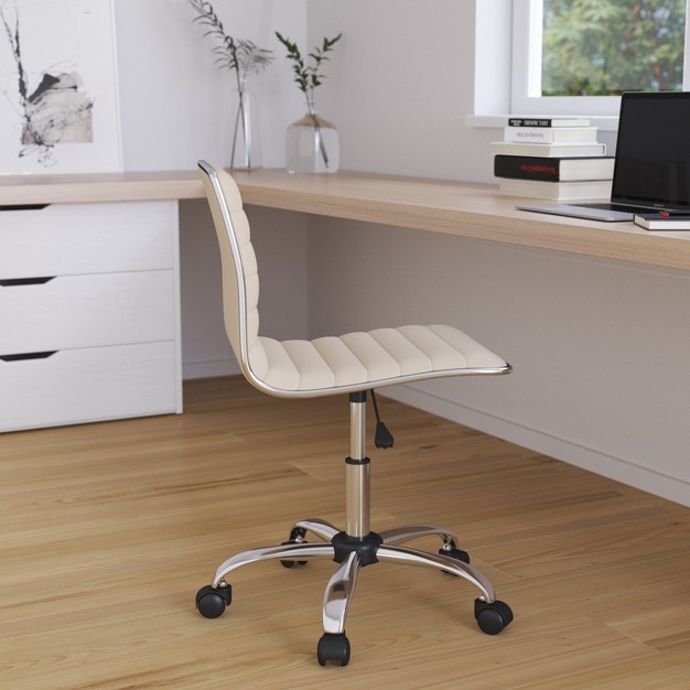 Merrick Lane Home Office Chair Ergonomic Executive Ribbed Low Back Armless Computer Desk Chair Base Frame amp Border