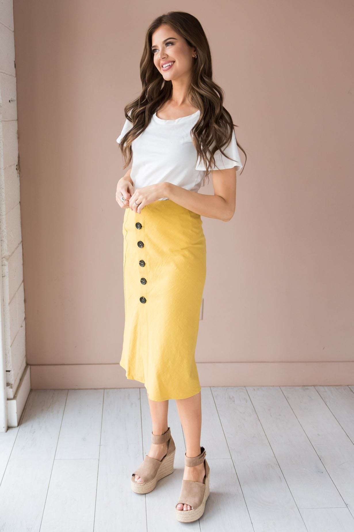 Fall Breeze Modest Button Down Skirt