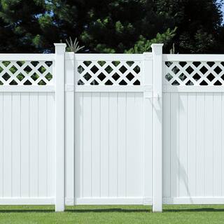 Veranda Lewiston 6 ft. H x 6 ft. W White Vinyl Lattice Top Fence Panel 128011