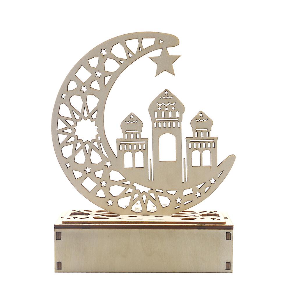 Wooden Moon L-ed Light Decoration Ramadan Eid Mubarak Home Decor Craft  3