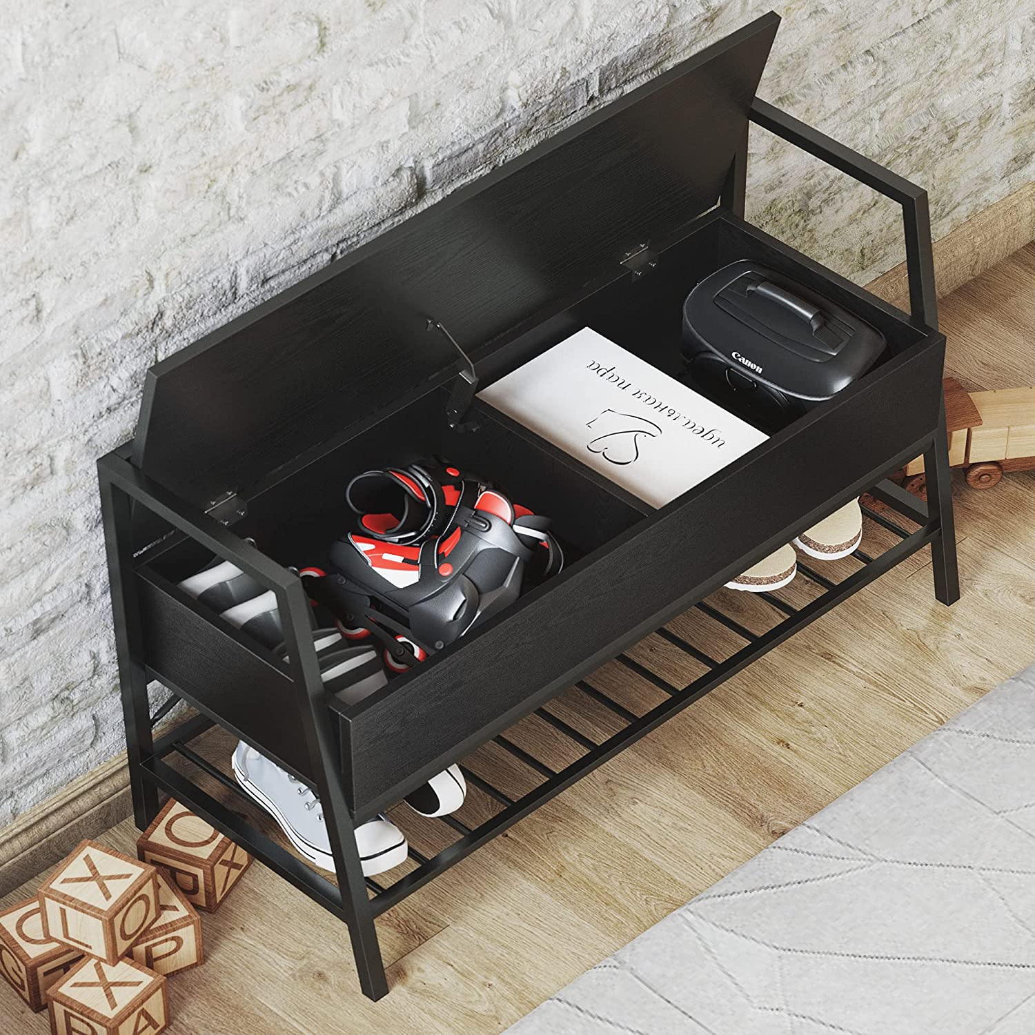 Entryway Bench Shoe Bench With Shoe Rack and Storage Box for Entryway, Bedroom, Hallway