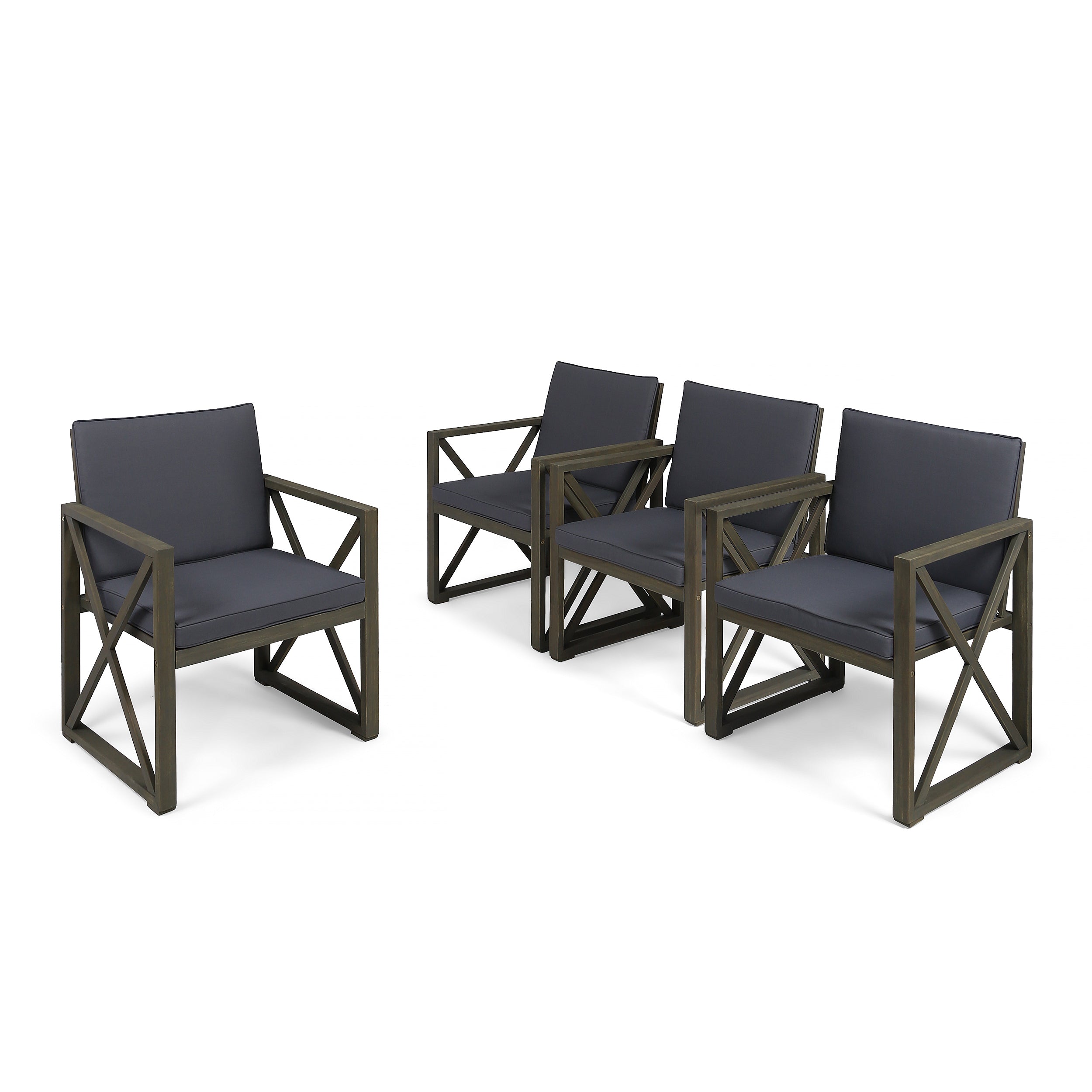 Hazel Outdoor Acacia Wood Club Chairs with Cushions