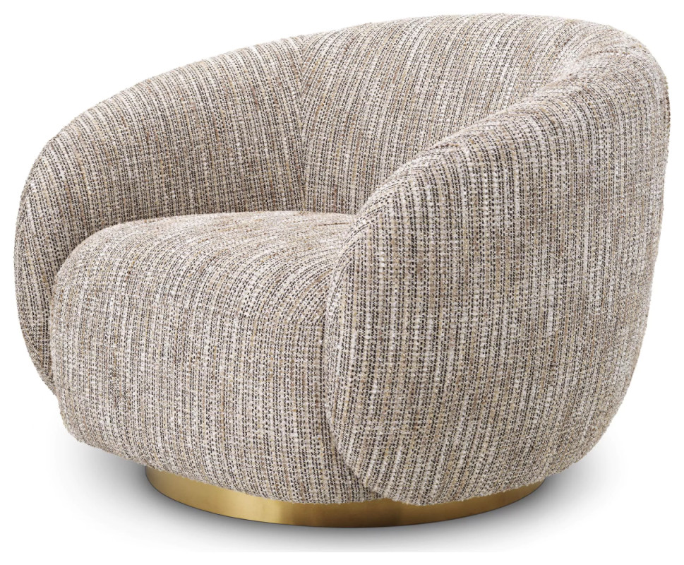 Round Upholstered Swivel Chair  Eichholtz Brice   Contemporary   Armchairs And Accent Chairs   by Oroa   Distinctive Furniture  Houzz