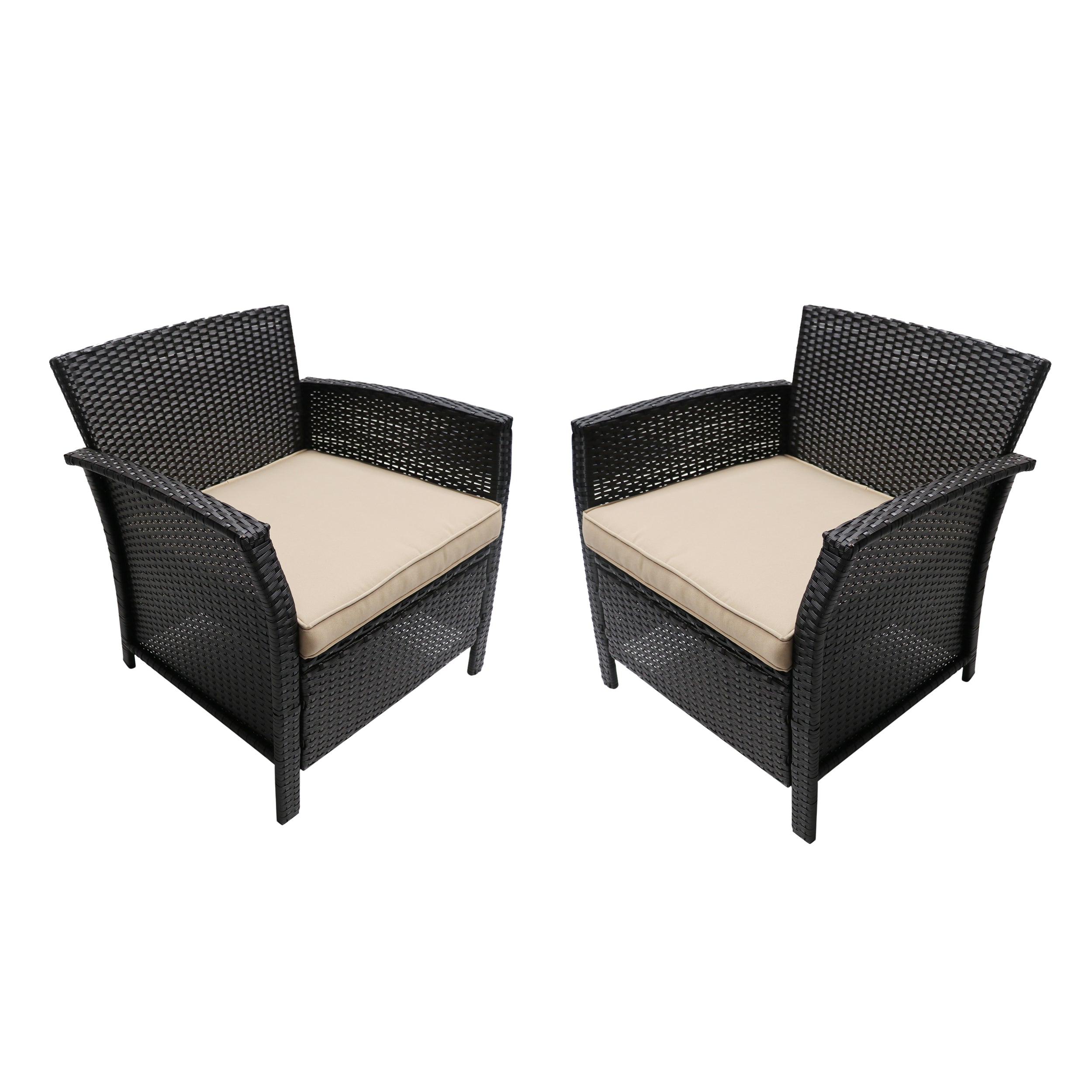 Tori Outdoor Wicker Club Chairs with Water-Resistant Cushions (Set of 2)