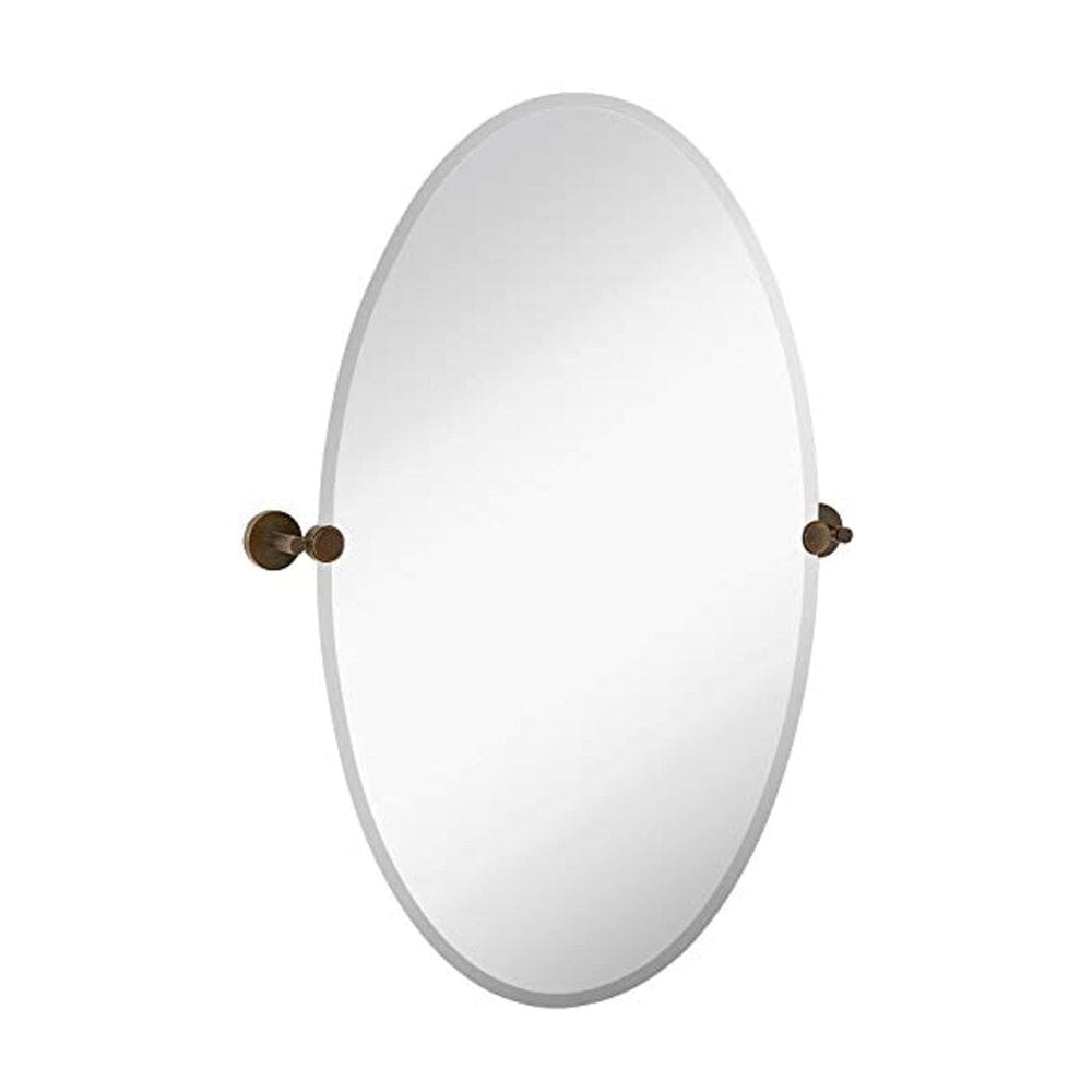 Large Pivot Oval Mirror with Oil Rubbed Bronze Wall Anchors 24