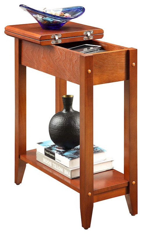 Convenience Concepts American Heritage Flip Top End Table  Cherry   Transitional   Side Tables And End Tables   by GwG Outlet  Houzz