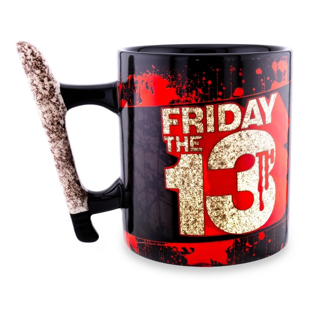 Silver Buffalo Friday The 13th Jason Mask 20 ounce Ceramic Mug With Machete shaped Handle