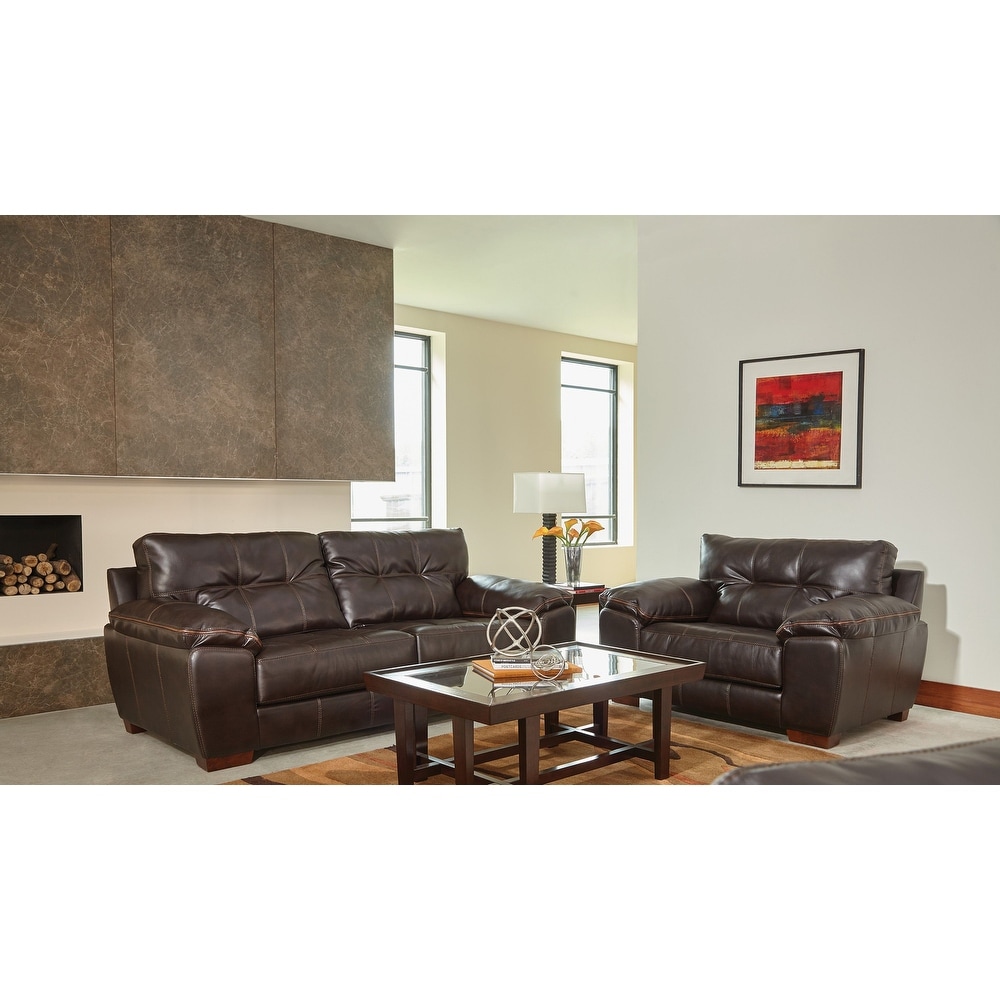 Clay 2 Piece Set with Faux Leather Sofa and Arm Chair  Chocolate