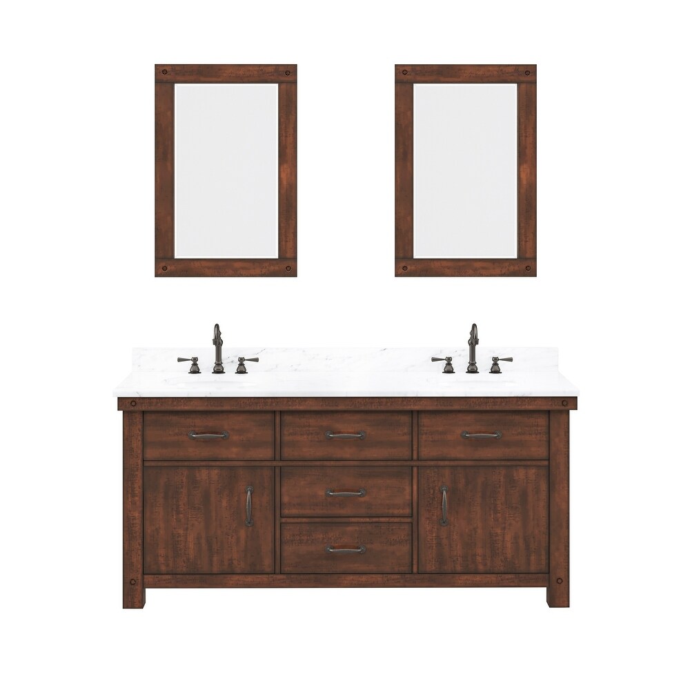 Aberdeen Carrara Marble Countertop Vanity in with Mirror and Faucet