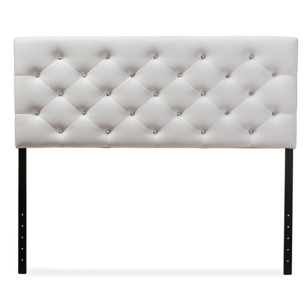 Viviana Modern and Contemporary White Faux Leather Upholstered Button-tufted Queen Size Headboard - - 35413338