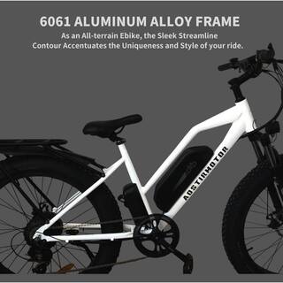 26 in. 750-Watt White Electric Bike Fat Tire P7 48-Volt 13AH Removable Lithium Battery BYY719-4
