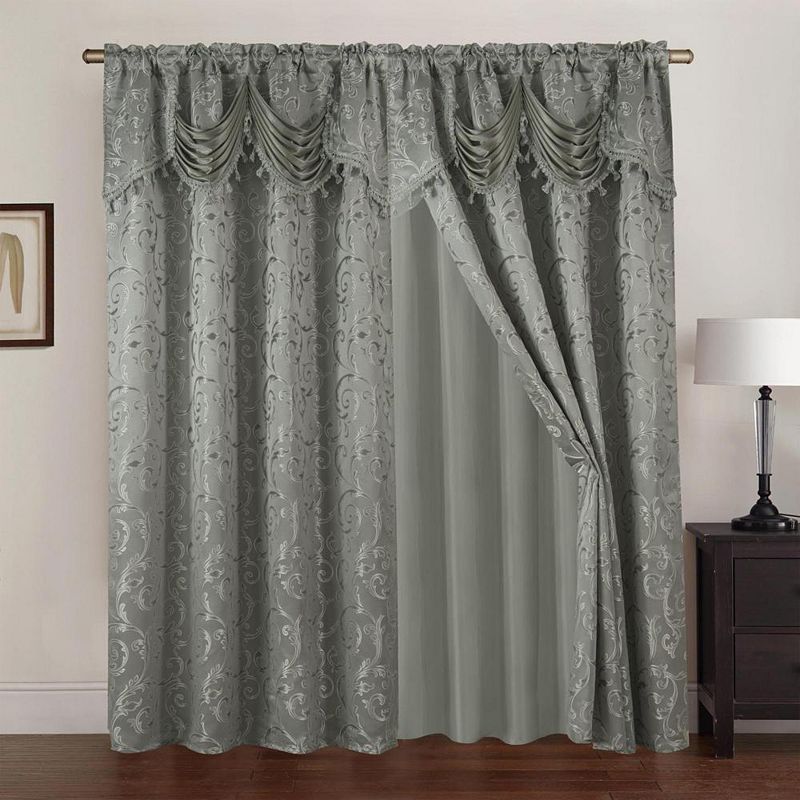 Franklin 2 Pack Double Panel Sheer Drapes Floral Pattern For Elegant Decor