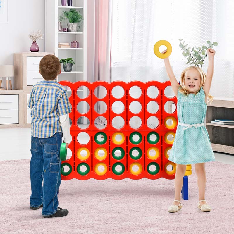 Giant 4-In-A-Row, Jumbo 4-to-Score Giant Game Set with 42 Jumbo Rings & Quick-Release Slider