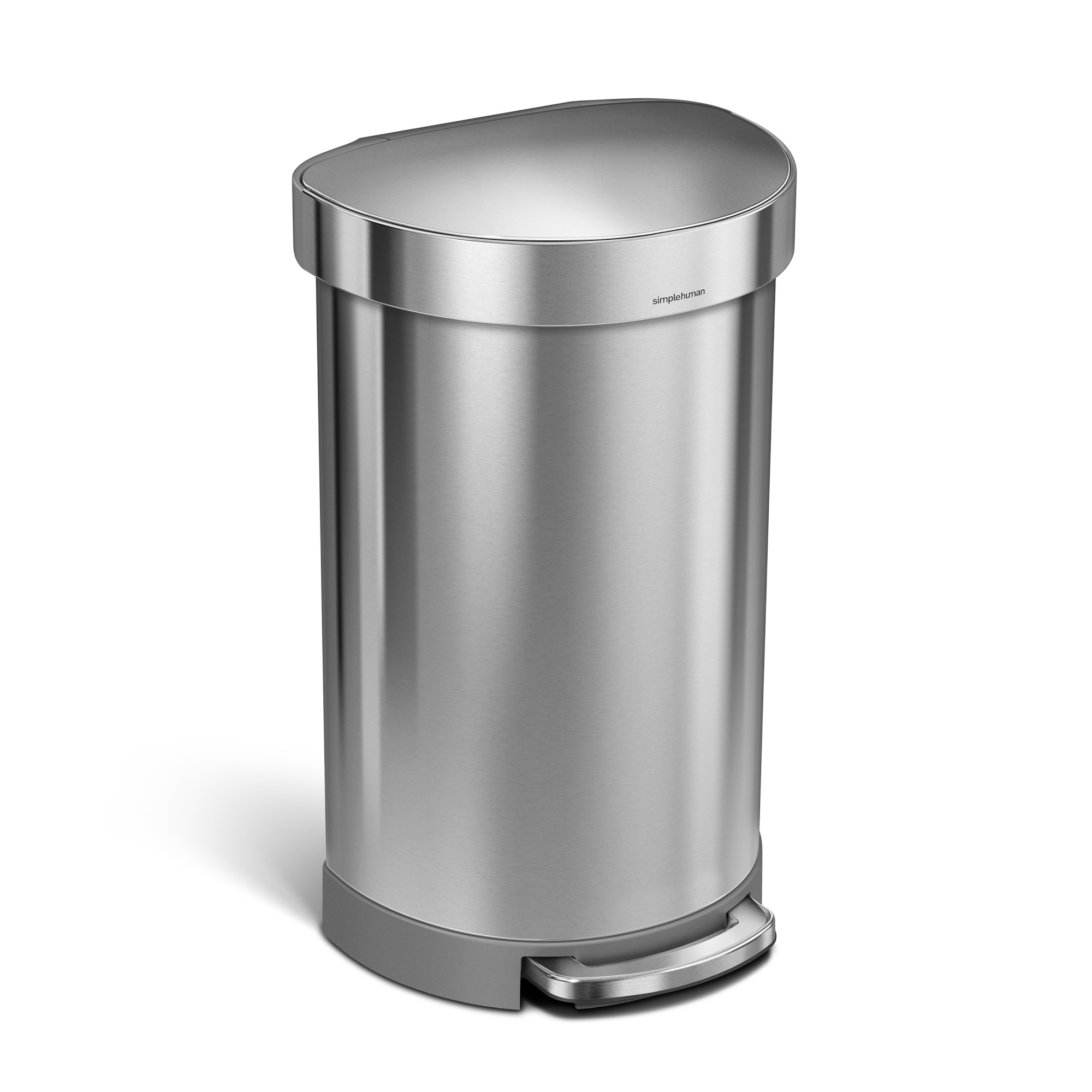 Simplehuman 45 Liter Semi-Round Kitchen Step Trash Can， Brushed Stainless Steel