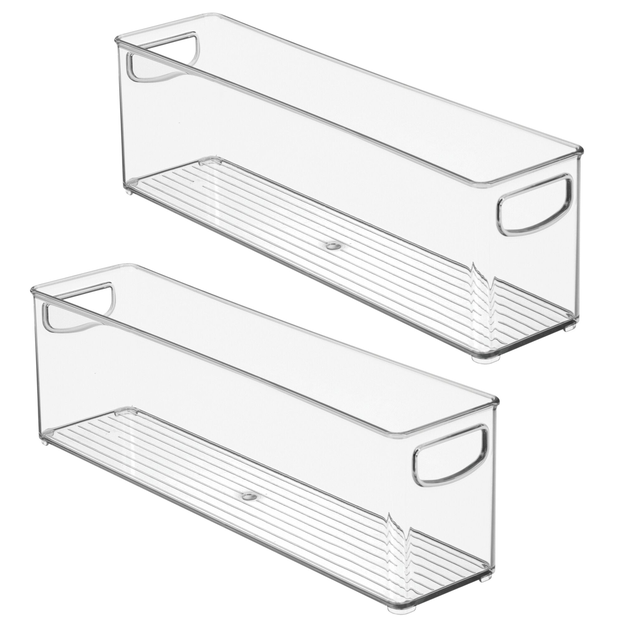 mDesign Plastic Bathroom Organizer - Storage Holder Bin with Handles for Vanity, Cupboard, Cabinet Shelf, Linen or Hallway Closets, Holds Styling Tools, Beauty Products, or Toiletries - 2 Pack - Clear