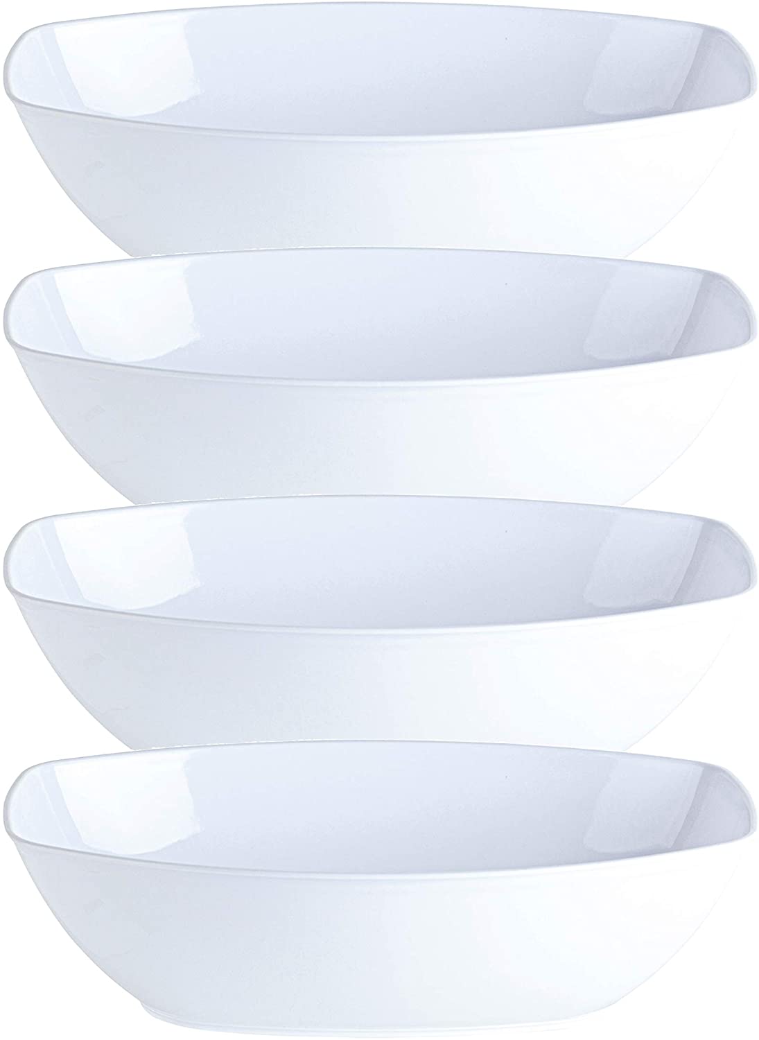 Nicole Fantini's White 80 Oz Oval Shaped Disposable Plastic Serving Luau Bowls to serve Salad， Snack and Food in Elegant Parties ， Hotel and Resturant. 4Ct