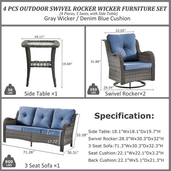 Upgraded Rattan Patio Furniture Conversation Seating 360° High Back Swivel Chairs+Storage Ottomans，Cushions Included🎁