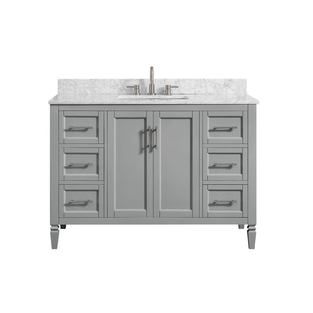 Home Decorators Collection Stockham 49 in. W x 22 in. D Bath Vanity in Chilled Gray with Marble Vanity Top in Carrara White with White Basin 19043-VS49-CG