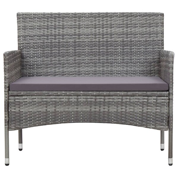 4 Piece Garden Lounge Set with Cushions Poly Rattan Gray - Overstock - 35106908