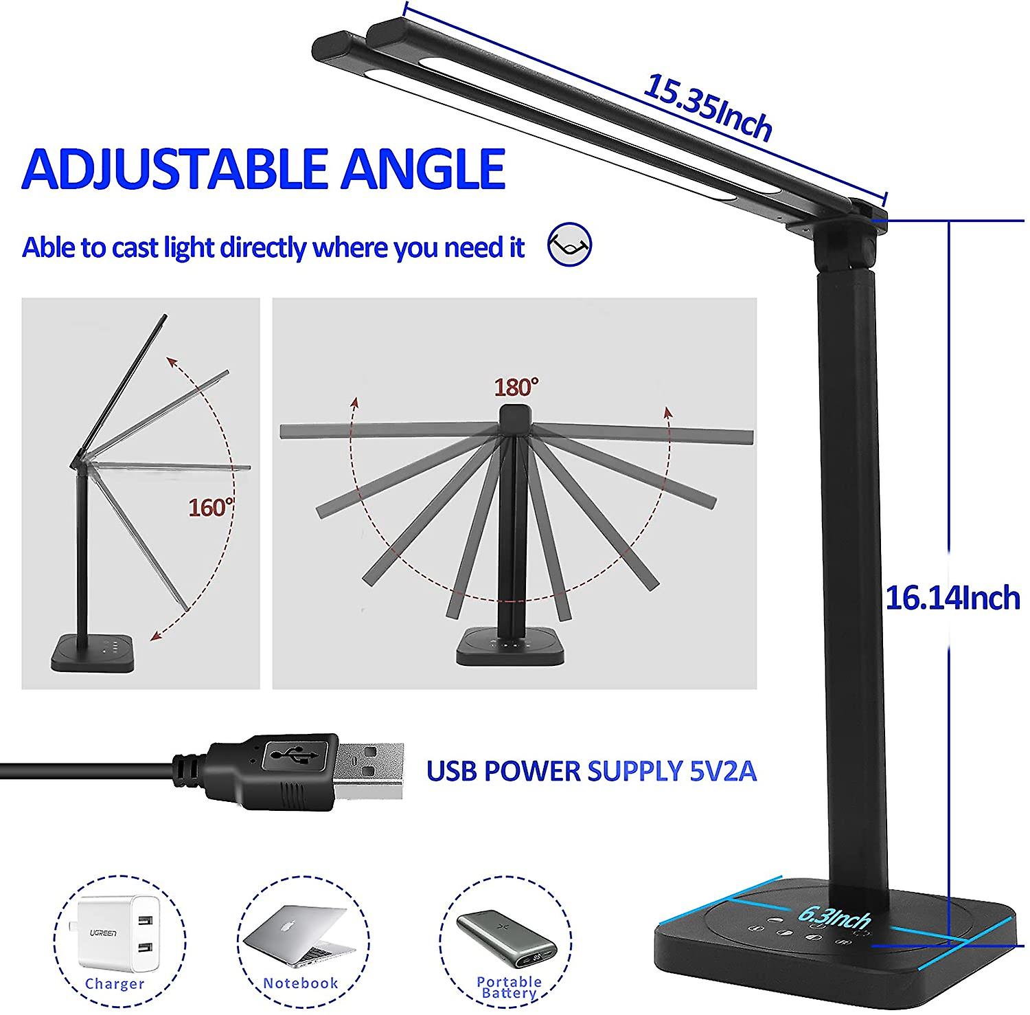 Laopao Led Double Head Desk Lamp Double Swing-arm Desk Lamps Adjustable Brightness Color Temperature For Reading/offices/bedroom