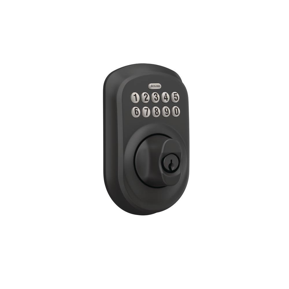 Schlage Plymouth Matte Black Electronic Keypad Deadbolt BE365 PLY 622