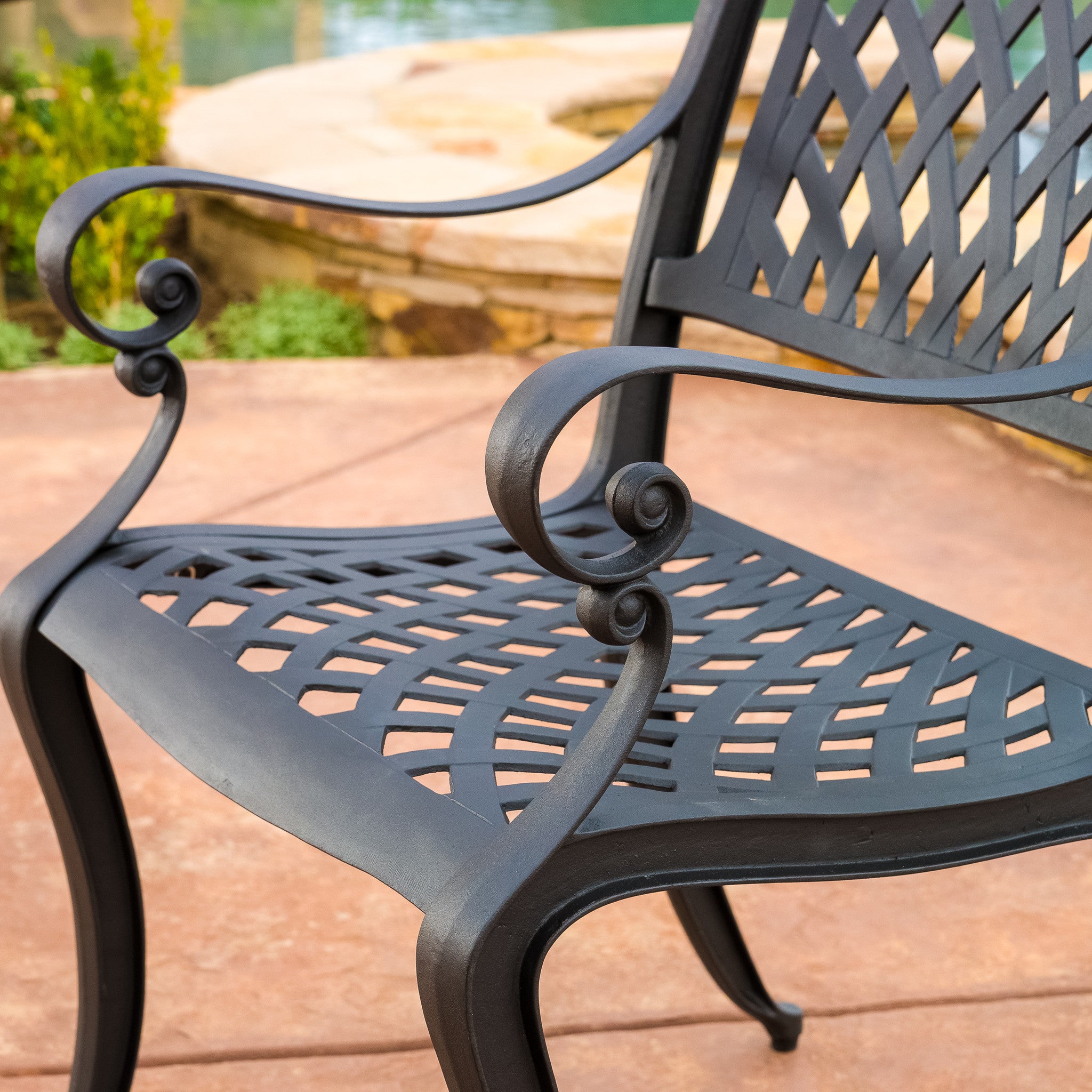 Marietta Outdoor Cast Aluminum Dining Chair (Set of 2)