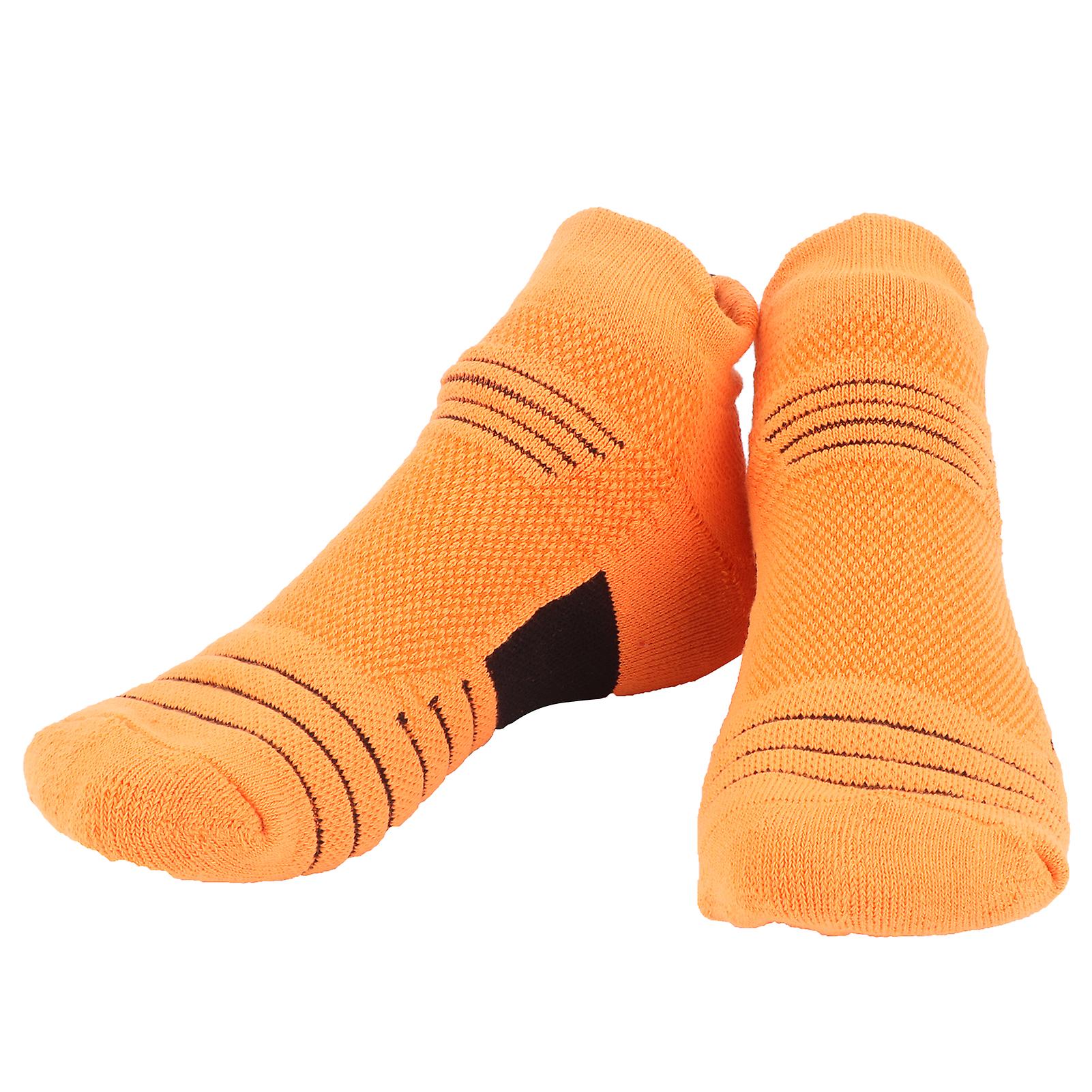 Combed Cotton Basketball Breathable Anti Slip Sport Running Shock Absorption Socks(orange Black )