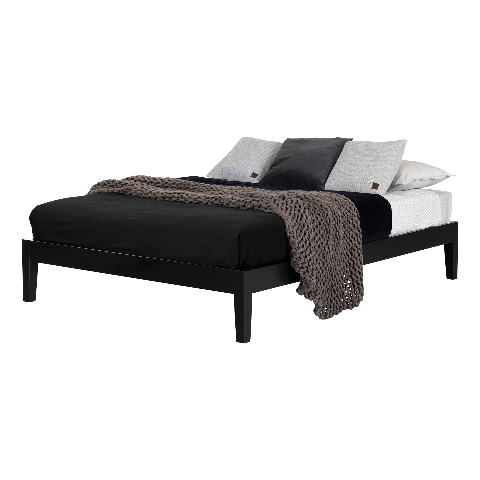 South Shore Vito Queen Platform Bed, Black