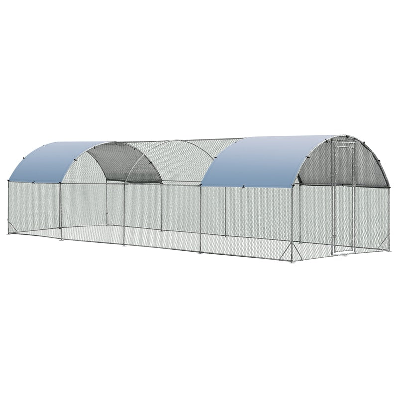 25 FT Large Metal Chicken Coop Run Galvanized Walk-in Dome Poultry Cage Hen Run House Rabbits Habitat Cage with Cover