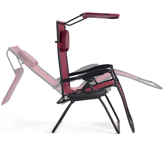 Tangkula Recling Zero Gravity Chair With Drink Tray amp Sunshade Wine