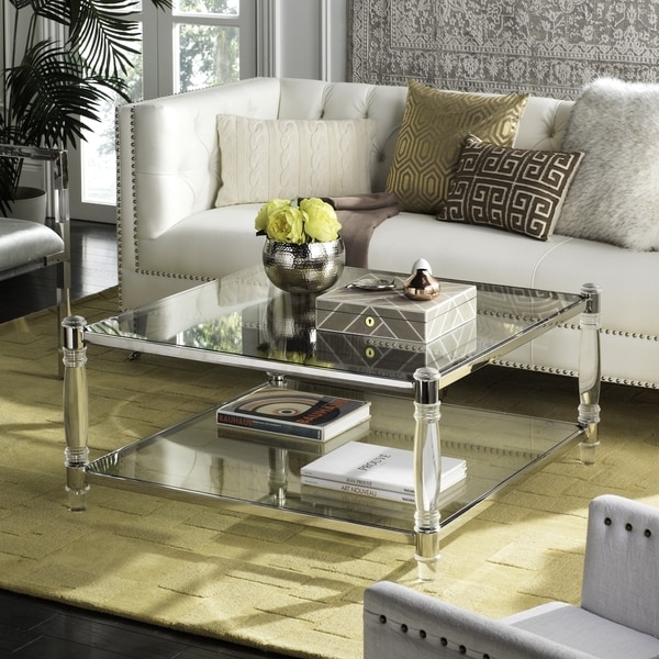 SAFAVIEH Couture High Line Collection Isabelle Acrylic Silver Coffee Table - 38.5