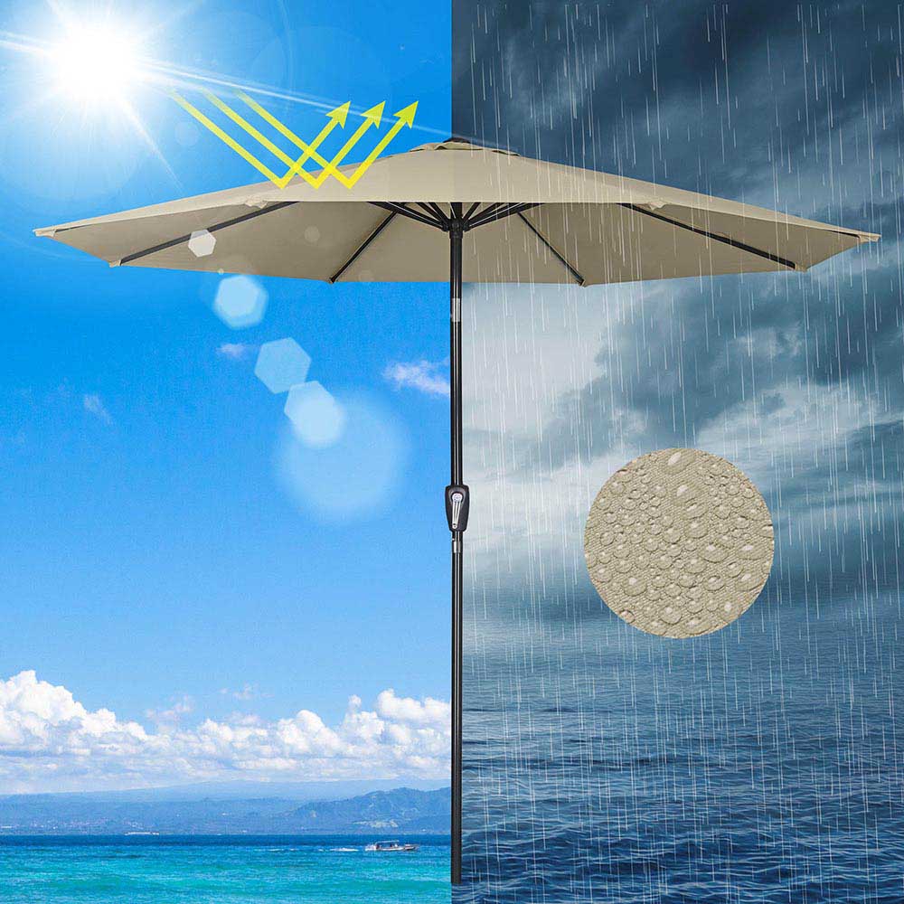 Yescom 9ft 8-Rib Patio Umbrella Tilt 220gsm Canopy UV50+