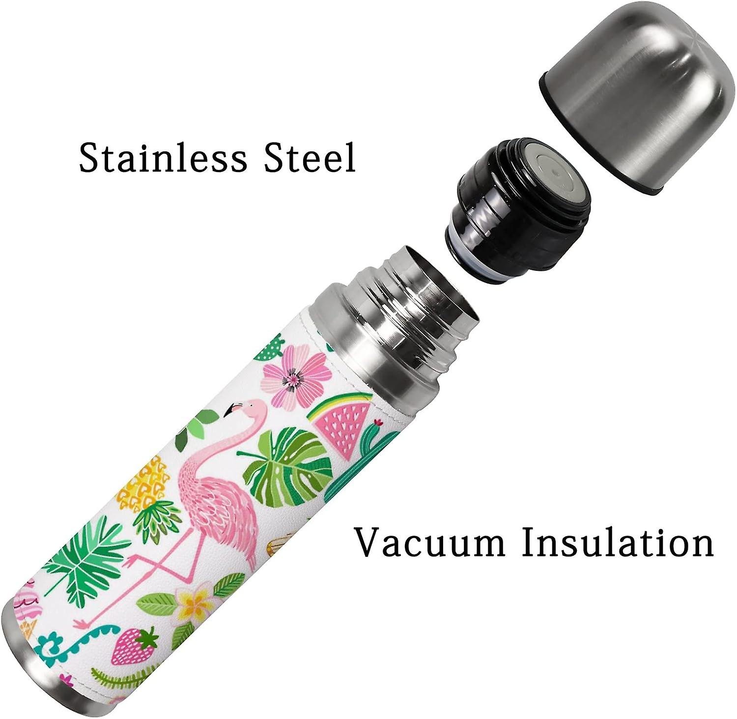 Insulated Mug Stainless Steel Water Bottle Tropical Plants Flamingo Vacuum Cup Travel Mug For School Office