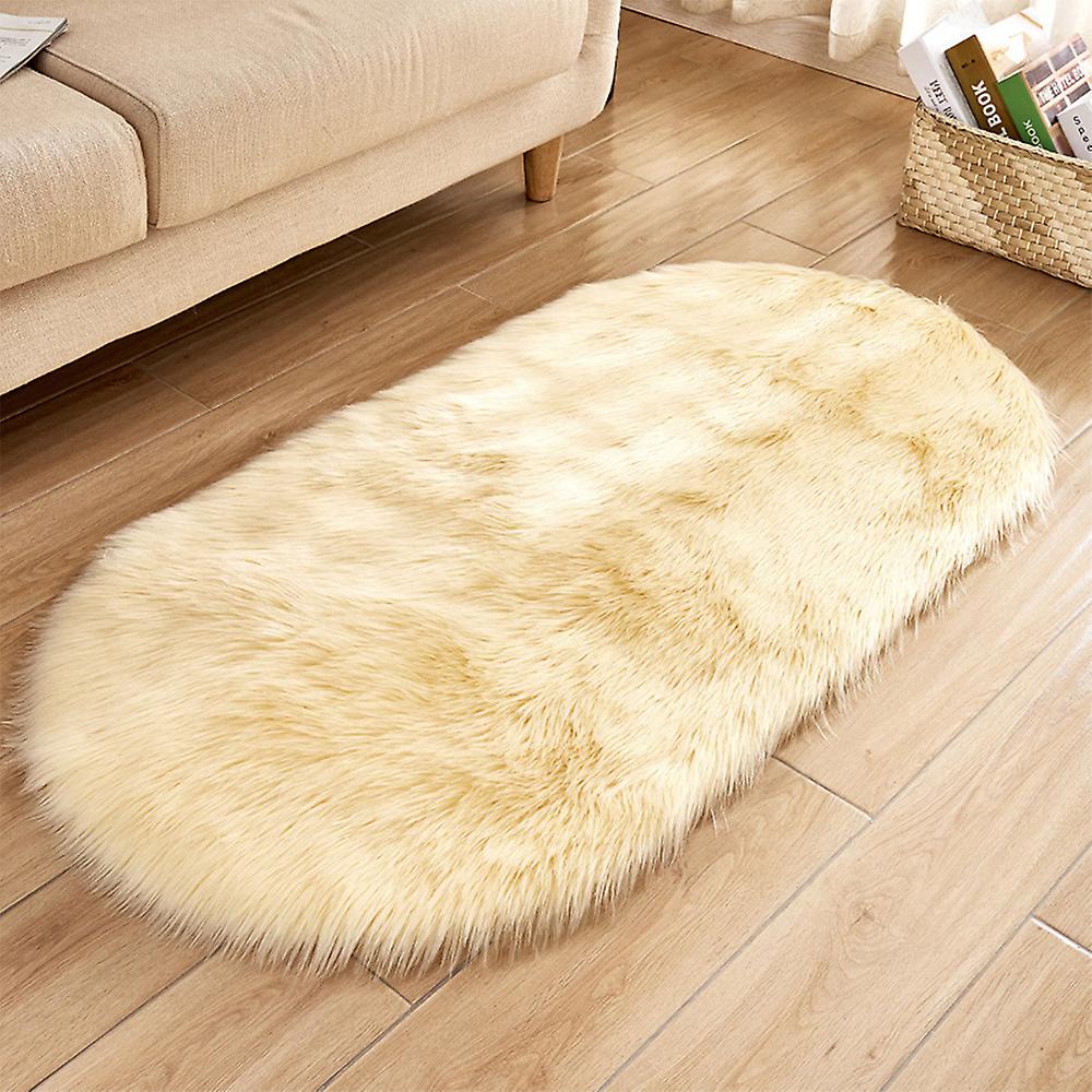 Born Pretty Blended Plush Cushion Faux Fur Sheepskin Style Rug Chair Cover Seat Cushion Soft And Fluffy Area Rug For Bedroom Sofa Floor