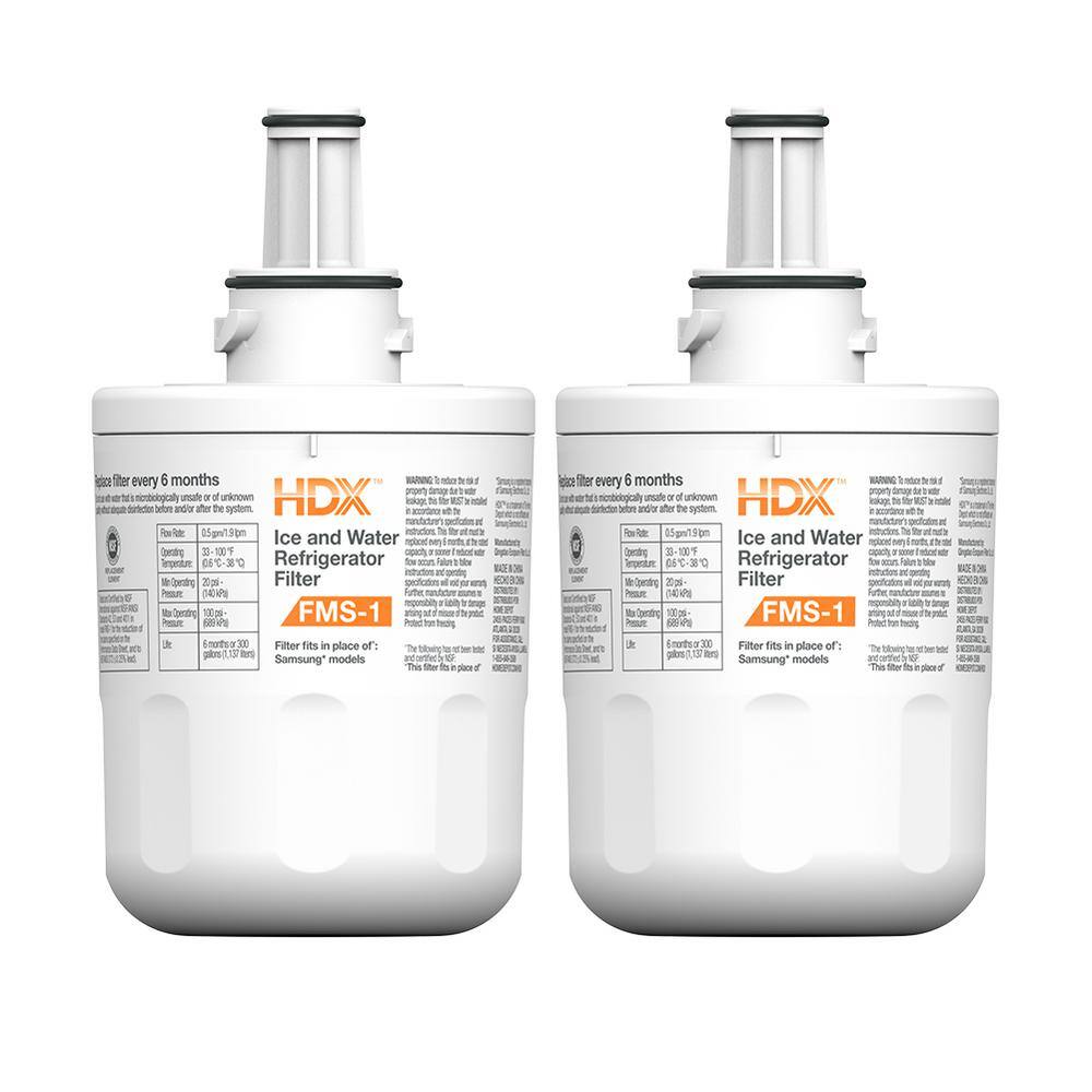 HDX HDX FMS-1 Premium Refrigerator Water Filter Replacement For  HAF-CU1S  DA29-00003G (2-Pack) FMS-1