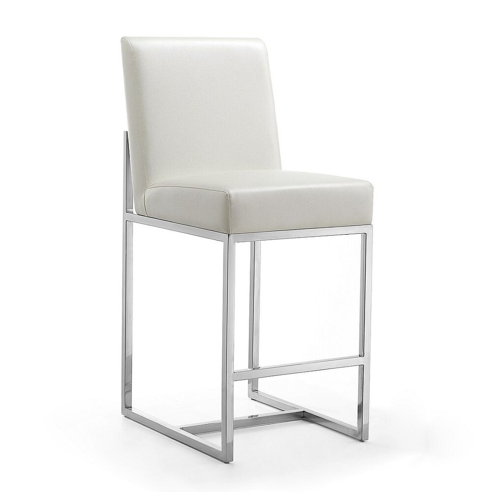 Manhattan Comfort Element 37.2 in. Chrome Stainless Steel Counter Height Bar Stool